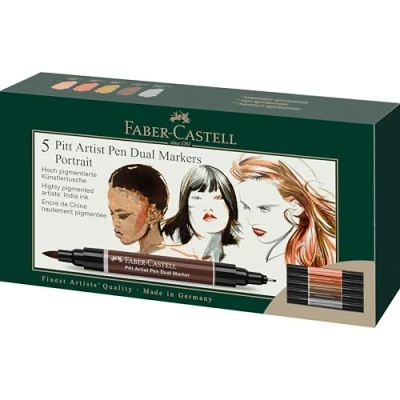 Afbeelding van Tekenstift Faber Castell Pitt Artist duo marker Portrait etui 5stuks k