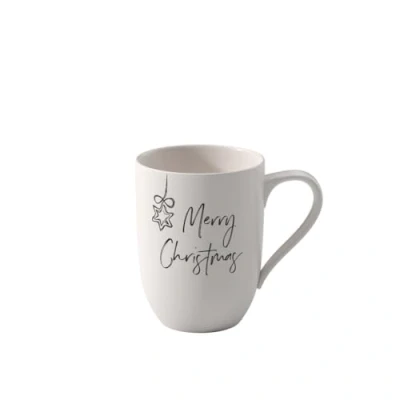 Afbeelding van Villeroy &amp; Boch Statement, Merry Christmas mok met handvat, 11,5 x 8 10,5 cm, premium porselein, wit