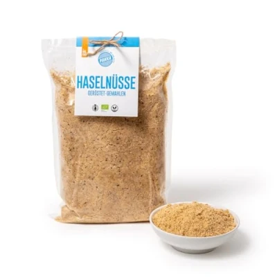 Afbeelding van Biologisch hazelnootmeel, natuur, geraspt en gegrild, 1 kg, gemalen, milieuvriendelijk eerlijk, rechtstreeks gemaakt gebotteld door de fabrikant in Sugdidi, Georgië, veganistisch, 1000 g