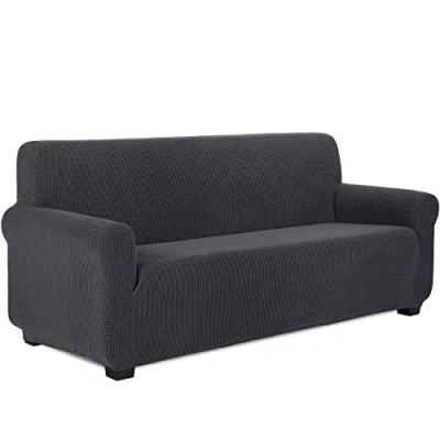 Afbeelding van TIANSHU Bankovertrek voor 3 zitsbank, jacquard, elastische bankhoes, bank met armleuningen, bankbekleding, decoratie woonkamer of slaapkamer, grijs