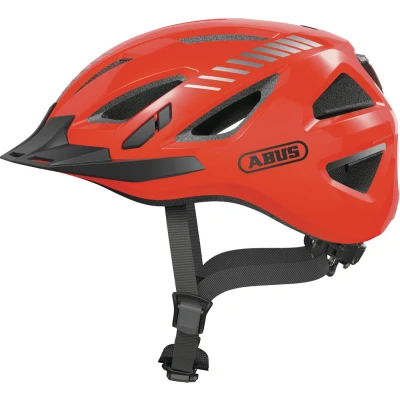 Afbeelding van ABUS Urban I 3.0 Fietshelm met achterlicht, klep en magneetsluiting, voor dames heren, oranje, S, maat S