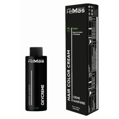 Afbeelding van Femmas Haarkleurset zwart 1.0 I Hair Color Cream 100 ml + oxycrème 6% permanente haarkleur ontwikkelaar zacht en duurzaam haarverf salon thuis