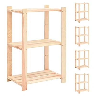 Afbeelding van Opbergrekken 3 laags 5 st 60x38x90 cm massief grenenhout 150 kg