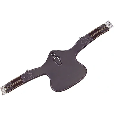 Afbeelding van Horka Singel met Buikbeschermer Leer Bruin/zilver 110cm