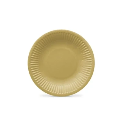 Afbeelding van Paw Wegwerpborden van karton (18 cm), 8 stuks, wegwerpborden, ideaal voor bruiloft, communie, feesten, verjaardag, print papieren borden op waterbasis, goud monochroom