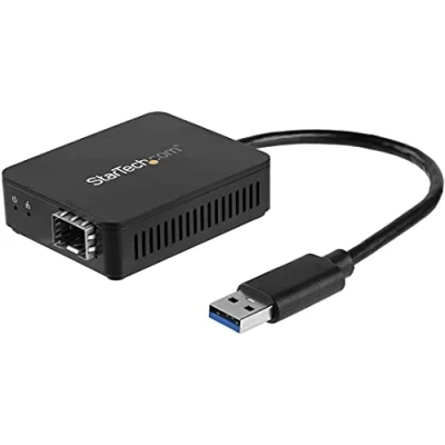 Image de StarTech.com Adaptateur réseau USB 3.0 vers fibre optique Gigabit Ethernet avec SFP ouvert (US1GA30SFP) 1000Base LX/1000Base SX x 1 noir