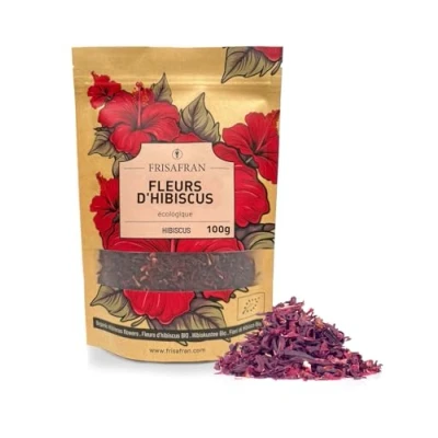 Afbeelding van FRISAFRAN biologische gedroogde hibiscusbloem, 100 g, HIBISCUS Los Jamaicaanse bloem Drainerende Detox Infusie Hibiscusthee IJsthee en kruidenthee Jamaicaans water