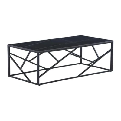 Afbeelding van Pascal Morabito Salontafel van keramiek en metaal Zwart marmereffect MELRONE L 120 cm x H 40.5 D 60