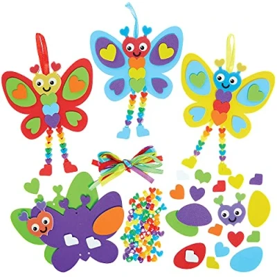 Afbeelding van Baker Ross FX397 Regenboog Hangende Vlinders Decoratiesets Set van 5, DIY Kralen Decoratieset voor Kinderen