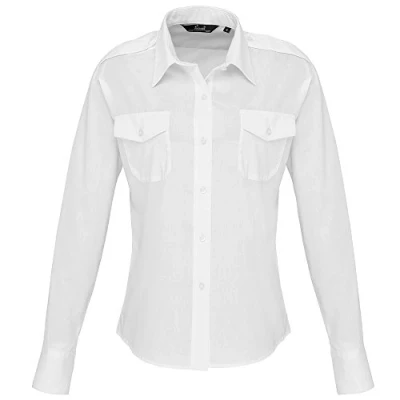 Afbeelding van Premier Ladies&#039; Long Sleeve Pilot Shirt PR310 White