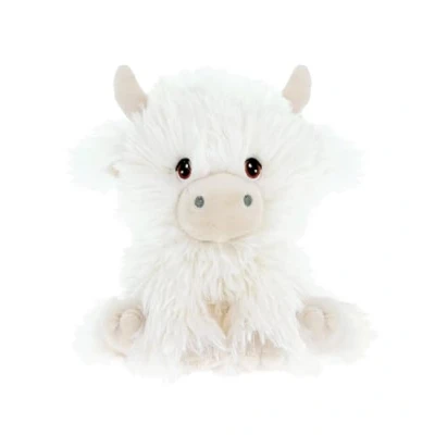Afbeelding van Keel Toys KEELECO SE3511 Pluche dier, 100% gerecycled, milieuvriendelijk speelgoed voor kinderen, pluche, koe, shaggy, wit, 18 cm