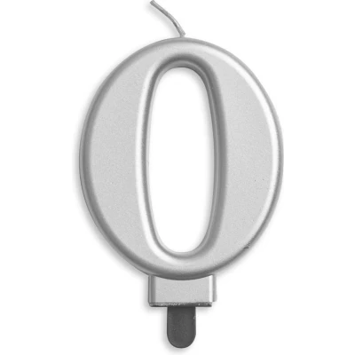 Afbeelding van Kaars 0 jaar Zilver Metallic 8cm