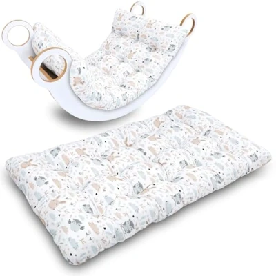 Afbeelding van Vloermatras voor kinderen, 60 x 120 cm, zacht kussen van katoen klimboog en Montessori speelgoed, kruipmat baby&#039;s leeshoek, uilen
