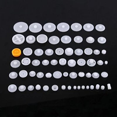 Afbeelding van Kunststof tandwielset, robotmotor, doe het zelf speelgoed onderdelen met katrolriem, mini set spiraalvormige tandwielen voor auto robot reductor motor (64kinds)