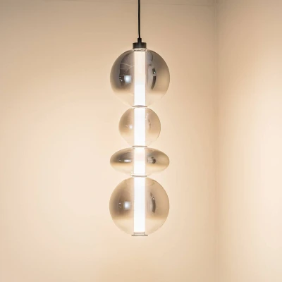 Afbeelding van Hanglamp Daphne, grijs transparant glas, hoogte 62 cm