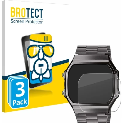 Afbeelding van BROTECT Screenprotector voor Casio A168WEGG 1BEF Folie Beschermfolie Beschermglas transparant (3 Stuks)