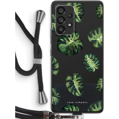 Afbeelding van Case Company® hoesje met Koord geschikt voor Samsung Galaxy A53 5G Tropische bladeren Telefoonhoesje Zwart Bescherming aan alle Kanten en Over de Schermrand