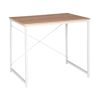 Afbeelding van WOLTU TSB03whe Bureautafel Computertafel in spaanplaat en staal,Werktafel kantoortafel 80x60x70cm,Lichteiken+Wit