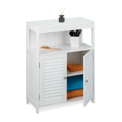 Afbeelding van Relaxdays badkamerkast handdoekenkast badkamer badkamermeubel bijzetkast wit