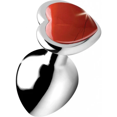 Afbeelding van XR Brands Rode Jaspis Hart Butt Plug Medium red