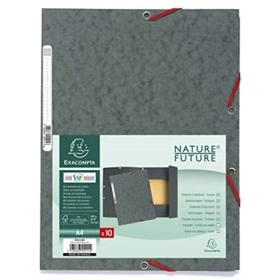 Image de Chemise Exacompta à élastiques 3 rabats + Etiquette 24x32cm Gris