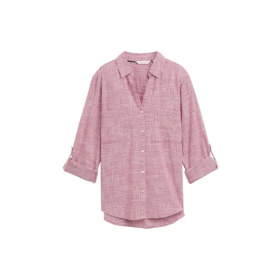 Afbeelding van TOM Tailor WITH Structure Overhemdblouse, Dames, Maat: 34, Dark pink
