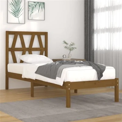 Afbeelding van Bedframe massief grenenhout honingbruin 100x200 cm