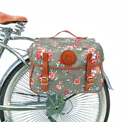Afbeelding van Tourbn Tourbon Fietstas van canvas, waterdicht, bloemenmotief