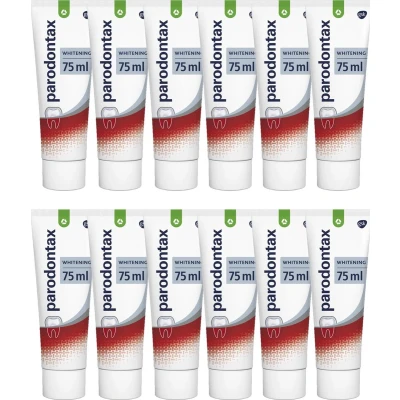 Afbeelding van Parodontax Whitening (Nieuwe Formule) Fluoride Tandpasta Voordeelverpakking 12x75ml
