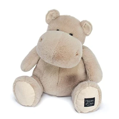 Afbeelding van Histoire d&#039;Ours Nijlpaard pluche dier Hip&#039;Cool Beige 40 cm Groot zacht en schattig voor knuffels cadeau idee geboorte verjaardag kinderen HIPPO HO3094