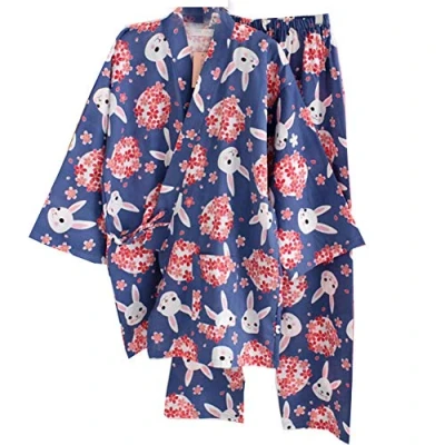 Afbeelding van OWLONLINE Japanse kimono pyjama voor dames, van puur katoen, L, Kleur: 18 L