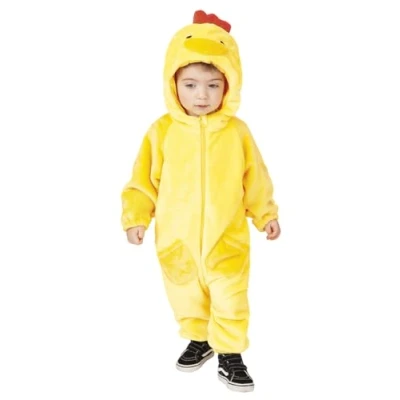 Afbeelding van Rubies kuikenkostuum met geluid voor kinderen en meisjes, overall capuchon, staart klankkast, babydierenjurk carnaval, cosplay feestjes