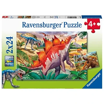 Afbeelding van Ravensburger 05179 Kinderpuzzel, puzzels 2 x 24 p, mammuts en dinosaurus, vanaf 4 jaar