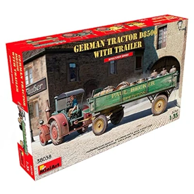 Afbeelding van 1:35 MiniArt 38038 German Tractor D8506 with Trailer Plastic Modelbouwpakket
