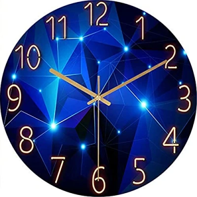 Afbeelding van ACCSHINE Wandklok zonder tikklok, geruisloos, 30 cm, op batterijen, kwarts decro, grote radiografische wandklok, eenvoudig te lezen voor kamer, thuis, keuken, slaapkamer, kantoor, school blauw)