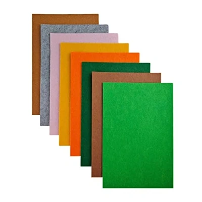 Afbeelding van Jtnohx Set van 8 vellen hard vilt om te knutselen, 2 mm dik, 20 x 30 cm, voor naai en knutselprojecten (geel bruine serie)