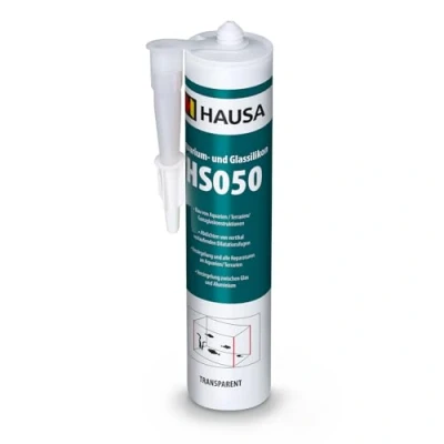 Afbeelding van HAUSA Aquariumglas siliconen HS050 transparant, 310 ml, lijm en afdichtmiddel voor aquarium, terrarium, glasbouw, snelle uitharding, zoet zoutwaterbestendig,