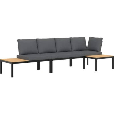 Afbeelding van vidaXL 3 delige Loungeset met kussens aluminium zwart