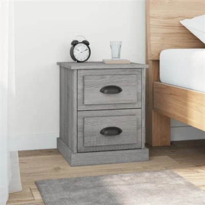 Afbeelding van Nachtkastjes 2 st 39x39x47,5 cm bewerkt hout grijs sonoma eiken
