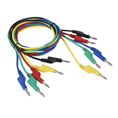 Afbeelding van 5 stuks banaanstekkers, krokodillenklemtest, P1036 1 m hoogspanningsklemmen 2 kop banaanstekker 4 mm met kabeldraden voor multimeter