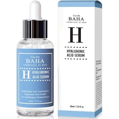 Afbeelding van Cos de BAHA Hyaluronic Acid Serum 60 ML 1% Powder Solution 10000ppm Intense Hydration Anti Age Visibly Filler Plumped Skin Hyaluronzuur Popular K Beauty Brand 2021