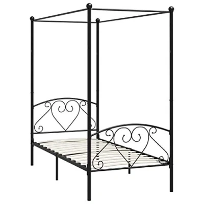 Image de vidaXL Cadre de lit à baldaquin sans matelas noir métal 120x200 cm284476