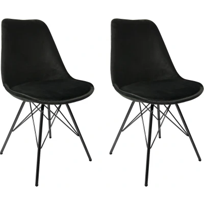 Afbeelding van Kick kuipstoel Velvet zwart frame Set van 2