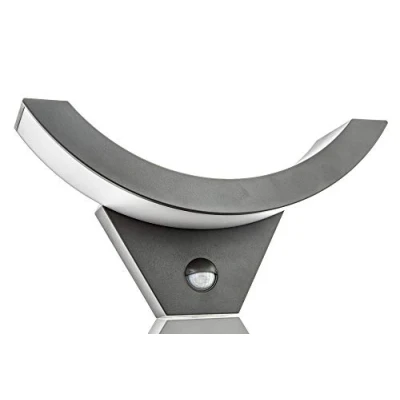 Afbeelding van HUBER led wandlamp met bewegingsmelder, 140 graden, 10 W, 1050 lm, IP54, beschermde buitenlamp gebogen binnenwandlamp, antraciet