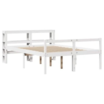 Afbeelding van vidaXL Seniorenbed met hoofdbord massief grenenhout wit 150x200 cm