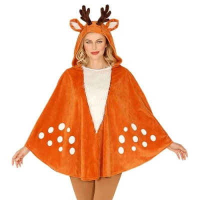 Afbeelding van Widmann Hert &amp; Rendier Rudolf Kostuum Hitsig Hertje Poncho Oranje One Size Kerst Verkleedkleding