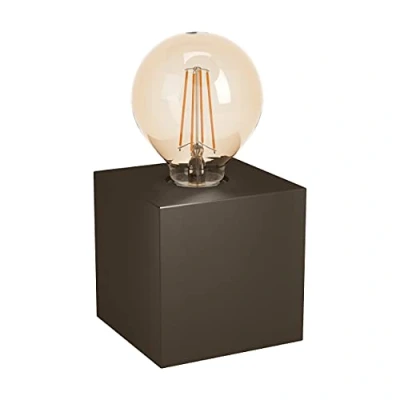 Image de EGLO lampe de chevet Prestwick 1, table industrielle, salon en métal bronze foncé, luminaire design avec interrupteur, douille E27