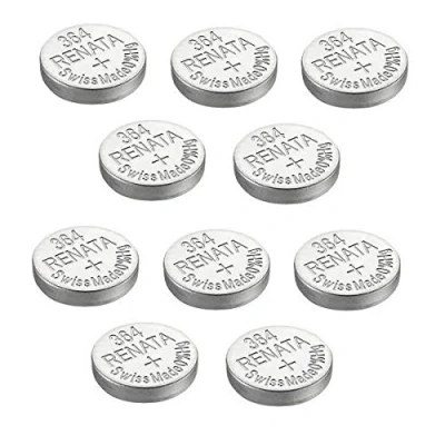 Afbeelding van Renata 10 x batterijen voor eenvoudige horloges, geoxideerd zilver, gemaakt in Zwitserland, 0% kwik, duurzaam, 364 of SR621SW AG4