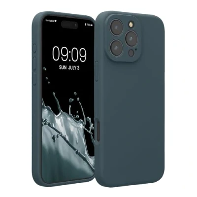 Afbeelding van kwmobile telefoonhoesje geschikt voor Apple iPhone 16 Pro Max TPU backcover met siliconen coating Smartphone case in leisteen