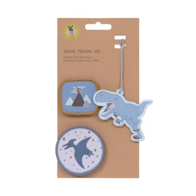 Afbeelding van LÄSSIG Set van hangers en patches (3 stuks) met drukknop/schoolpatches set, Dinosaurus,